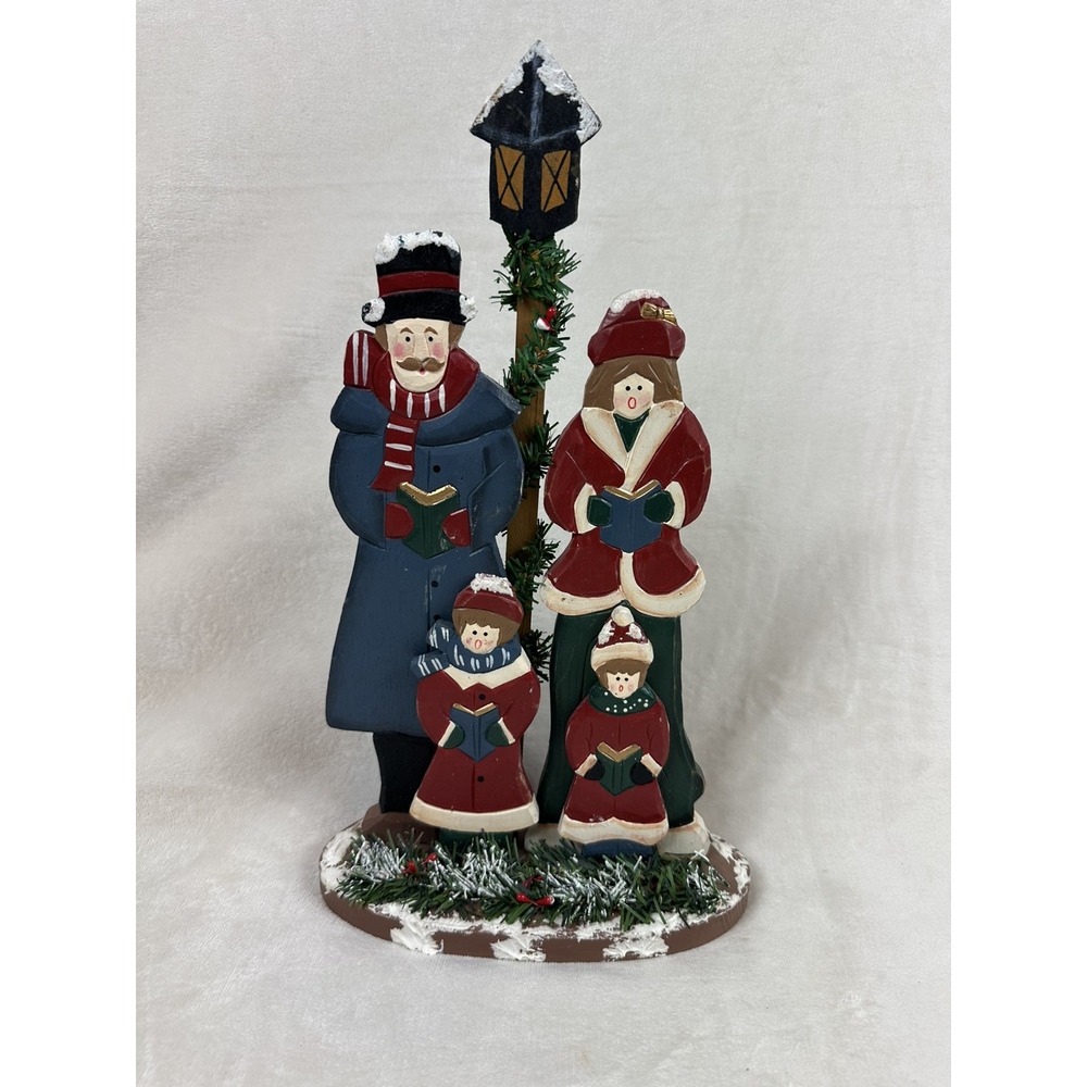 Vintage Wooden Handpainted Family of Christmas Carolers Decor  Table Top Sign